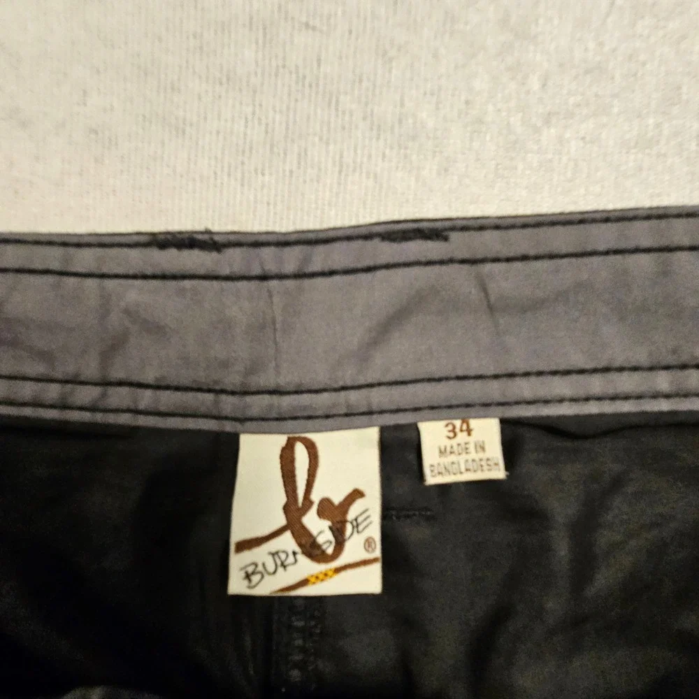 Burnside Mens Black Cargo Shorts Size 34 Utility Multi Pocket Casual Outdoor